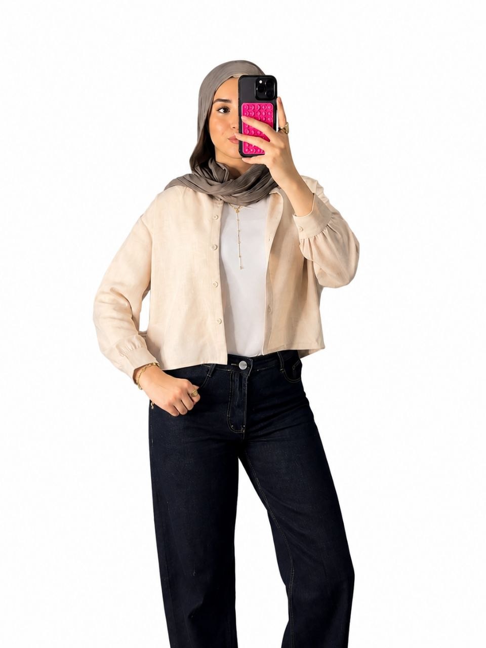 Premium Cropped Cotton Linen Shirt for Women | Larin Moda