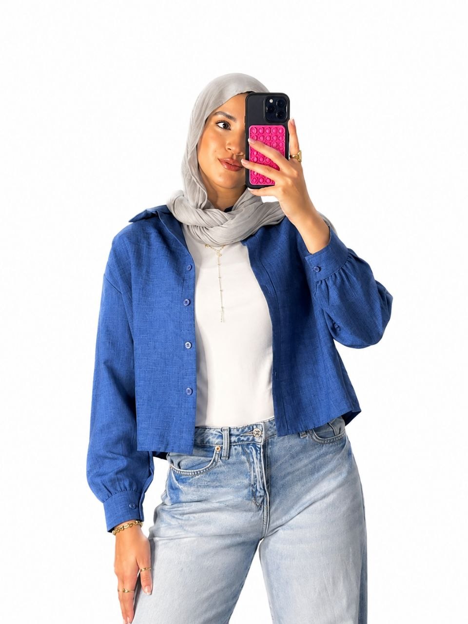 Premium Cropped Cotton Linen Shirt for Women | Larin Moda